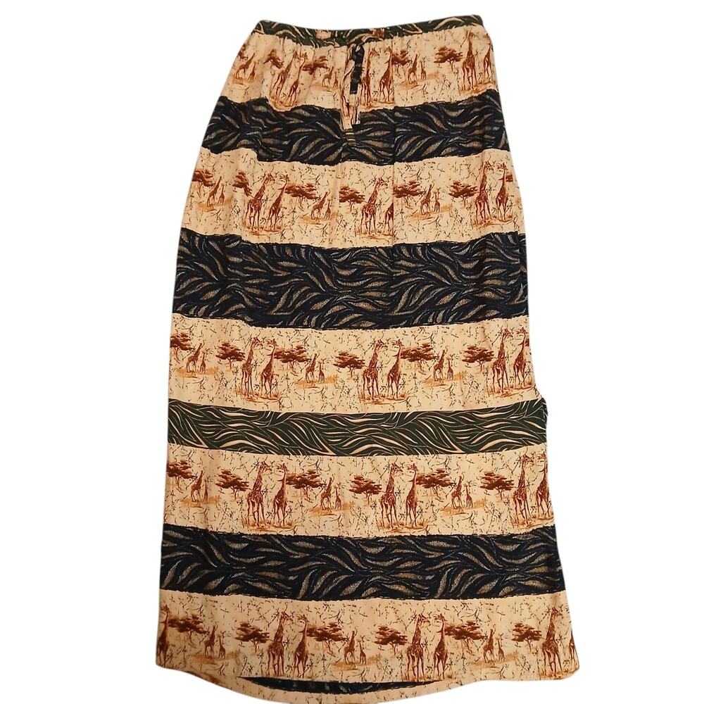 Vintage Intriguing Threads Safari Animal Midi Skirt Giraffe Zebra Lined‎ Size 12